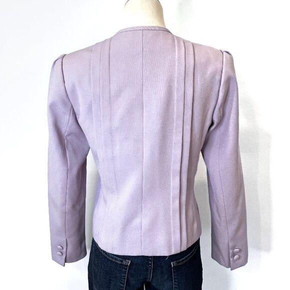 Sasson Vintage Cropped Jacket Lavender Petite 6 Pastel Office Work Modest - Picture 4 of 7